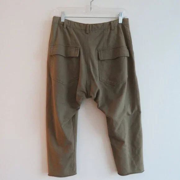 ACACIA Dublin Pant in Moss Green Size S Cotton Raw Hem Casual Travel Vacation - Picture 5 of 16